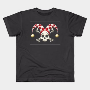 Human Skull in Clown Cap Kids T-Shirt